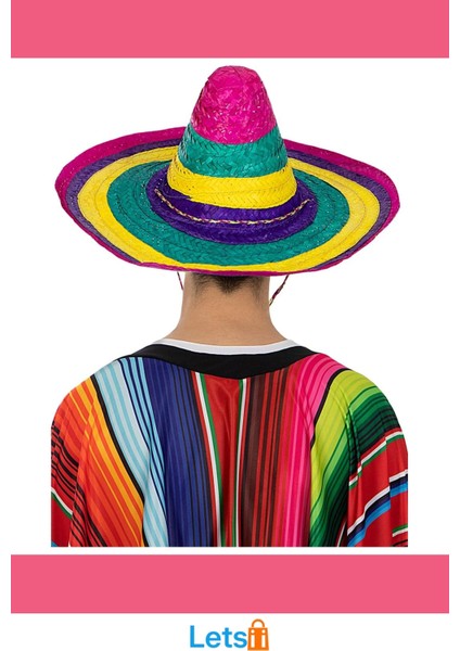 Renkli Örme Hasır Sombrero Meksika Şapkası Yetişkin Boy modelleri