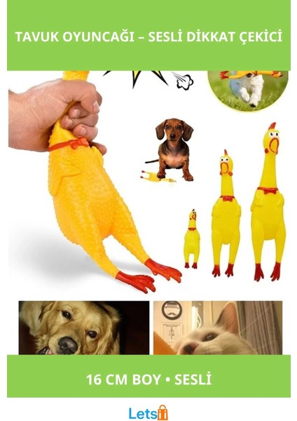 Ses Çıkaran Eğlenceli Tavuk Kedi Köpek Oyuncağı 16 cm