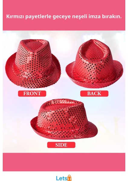 Kırmızı Payetli Fötr Şapka Yetişkin Boy fiyatları
