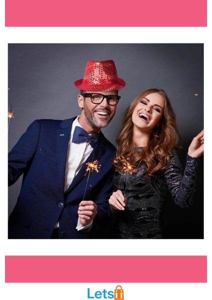 Kırmızı Payetli Fötr Şapka Yetişkin Boy modelleri