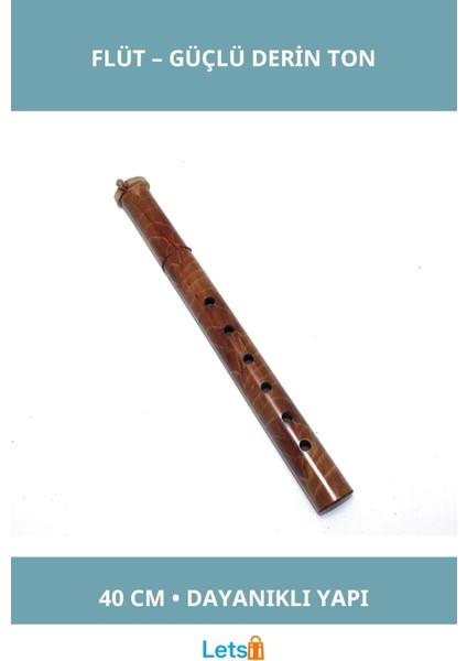 Doğal Bambu Flüt Büyük Boy 40 cm No 2 Müzik Aleti