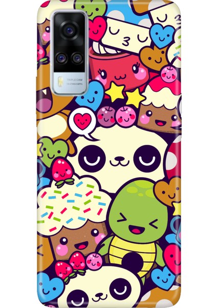 Vivo Y51 Uyumlu Kılıf Desenli Baskılı Silikon Şirin Yaratık
