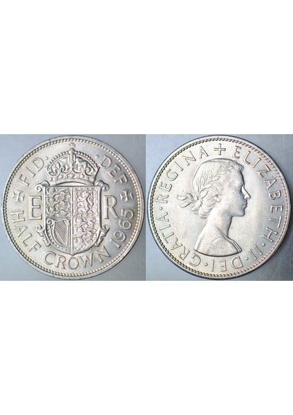 Birleşik Krallık Yarım Crown 1965 Kraliçe Iı. Elizabeth 32,3 mm Çilaltı+