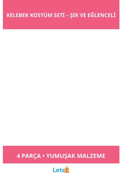 Toz Pembe Kelebek Kostümü 4 Parça Çocuklar Için