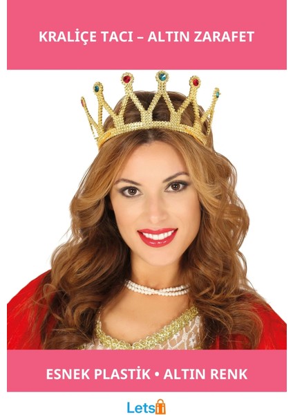 Altın Renk Rönesans Kraliçe Tacı Yumuşak Plastik