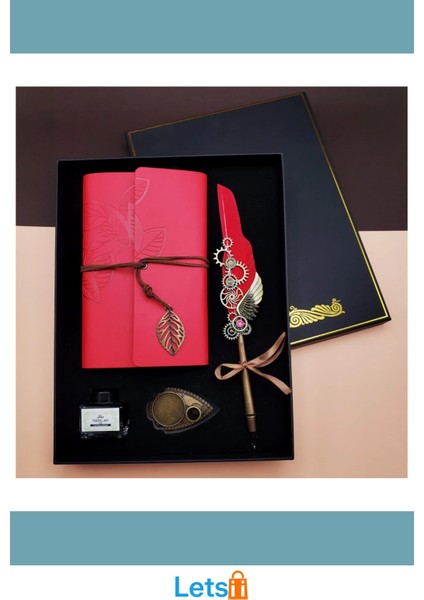 Kaliteli Deri Mürekkepli Günlük Defter ve Divit Kalem Seti modelleri