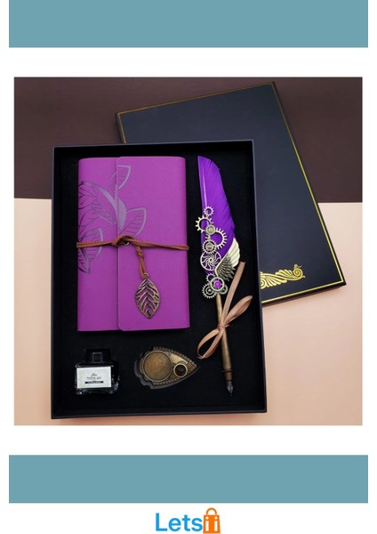 Kaliteli Deri Mürekkepli Günlük Defter ve Divit Kalem Seti fırsatları