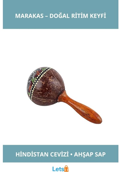 Doğal Hindistan Cevizi Kabuklu El Yapımı Marakas Perküsyon Enstrümanı