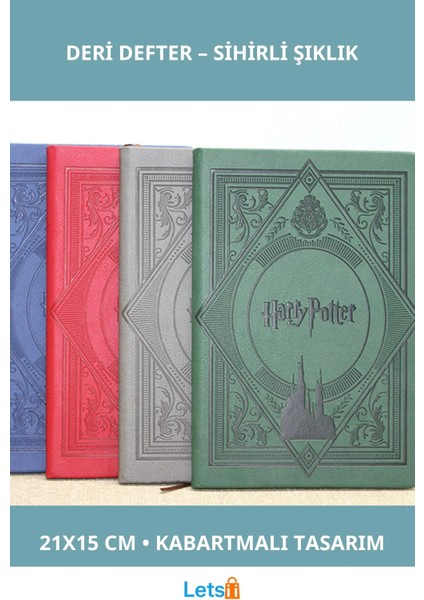 Harry Potter Temalı Deri Defter 21X15 cm Renkli