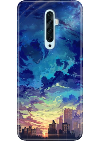 Oppo Reno 2z Uyumlu Kılıf Silikon Desenli Resimli Kapak Cloud City