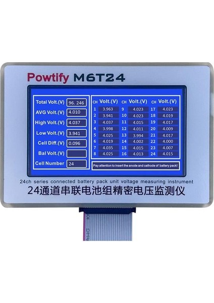 Powtify M6T24 24S Kanallı Yüksek Hassasiyetli Lityum Batarya Gerçek Zamanlı Voltaj Analizörü