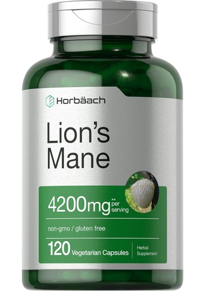 Horbäach Lions Mane Mushroom Extract 4200 Mg 120 Caps
