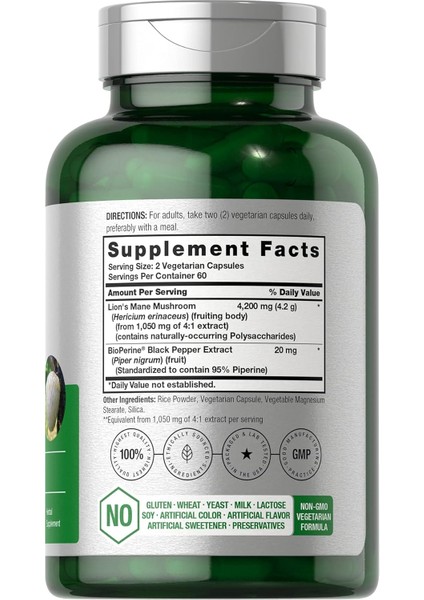 Horbäach Lions Mane Mushroom Extract 4200 Mg 120 Caps fiyatları