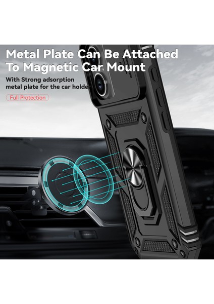 iPhone 17 Için Sürgülü Kamera Koruması ve Halka Tutucu Standlı Kılıf, Hibrit Koruyucu Kılıf, Siyah (Yurt Dışından) modelleri