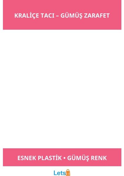 Gümüş Renk Rönesans Kraliçe Tacı Esnek Plastik