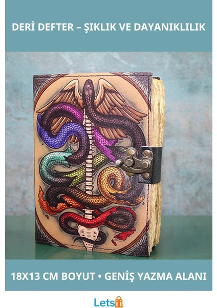 Şık Deri Kapaklı Günlük Defter 18X13 cm