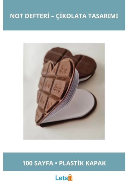 Kalp Tasarımlı Çikolata Not Defteri 100 Sayfa