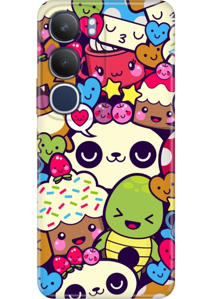 Vivo Y19S Kılıf Vivo Y19S Dekoratif Silikon Baskılı A58 Kapak Şirin Yaratık