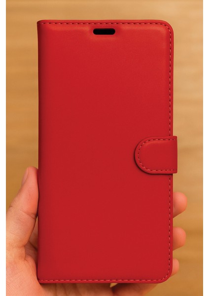General Mobile Gm 23 Se Kılıf Cüzdanlı Kapaklı Kartlıklı Standlı Kopçalı Kırmızı