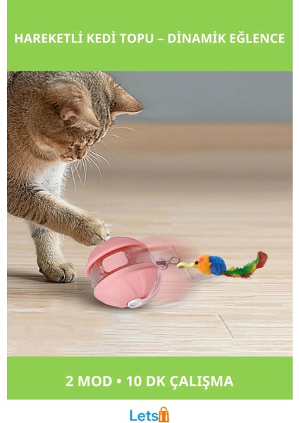 Şarjlı Hareketli Kedi Topu Oyuncak Akıllı Modlu Eğlence