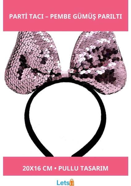 Renk Değiştiren Pullu Fiyonk Parti Tacı Pembe Gümüş