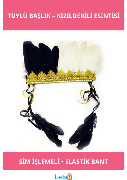 Kızılderili Tüylü Parti Başlığı Yetişkin ve Çocuklar Için