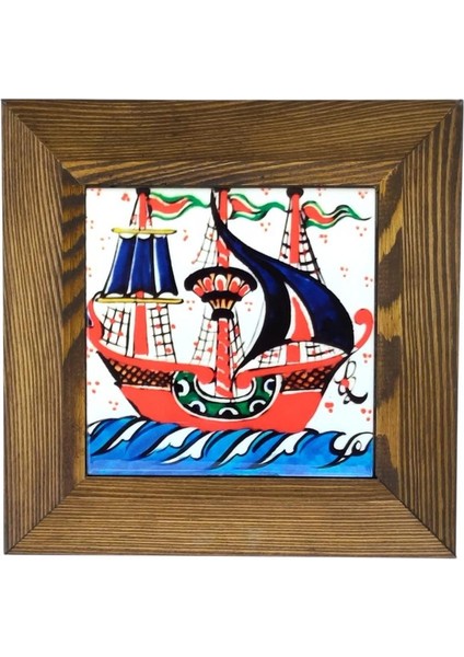 Çerçeveli Gemi Motifli Seramik Tablo, SRMK-2025210