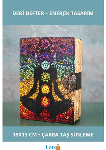 Çakra Temalı Deri Defter 18X13 cm