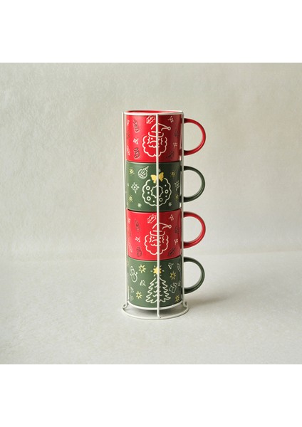 New Year Yılbaşı Angel 4 Kişilik Standlı Kupa Seti 540 ml