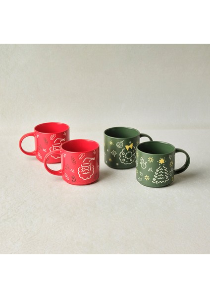 New Year Yılbaşı Angel 4 Kişilik Standlı Kupa Seti 540 ml modelleri