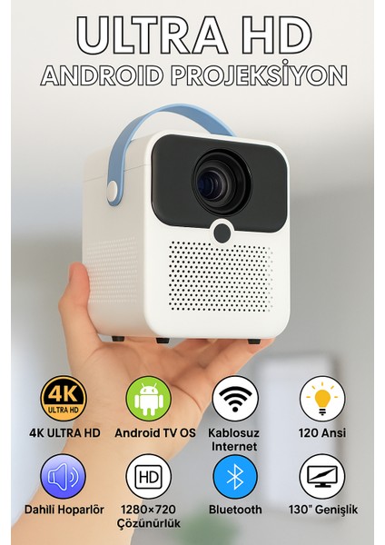 Taşınabilir Android Projeksiyon En Güncel Versiyon Wifi Destekli Akıllı Sinema Projektör Ultra Hd indirimleri