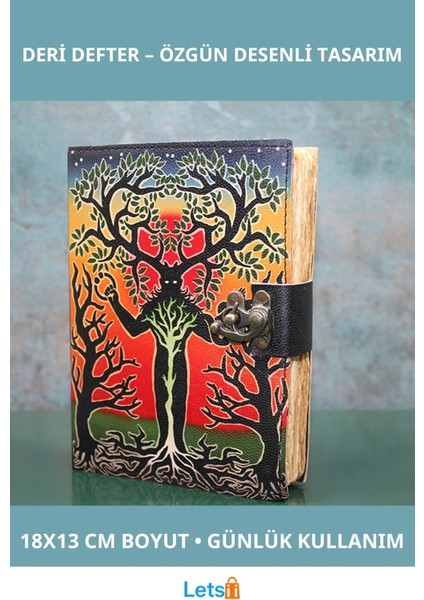 Deri Kapaklı Özgün Tasarım Defter 18X13 cm