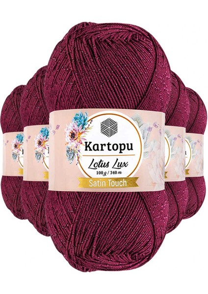 5 Adet Lotus Lux Bikini Büstiyer Bluz Simli Örgü Ipi K747 Vişne