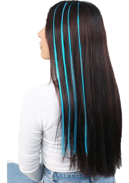 Renkli Sentetik Boncuk Kaynaklık Saç + Takım Aparatı / Petrol Mavi/ 10 Adet