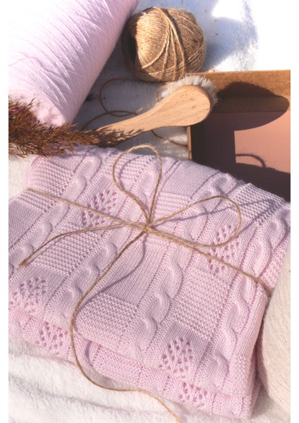 Triko Zarif Yaprak Desenli Mevsimlik Kutulu Bebek Battaniyesi fırsatları