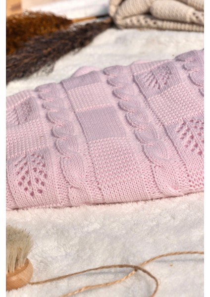 Triko Zarif Yaprak Desenli Mevsimlik Kutulu Bebek Battaniyesi indirimleri