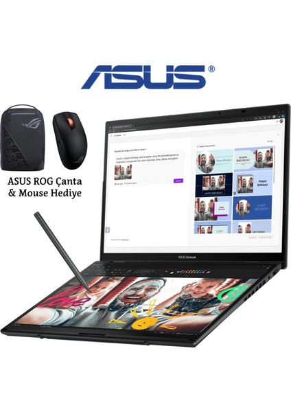 Zenbook Duo 120Hz 0.2ms 3k (2880 x 1800) Çift OLED Ekran - Intel® Evo™ Edition Core™ Ultra 7 255H Işlemci - 32 GB Ram - 1tb SSD + Asus Pen 2.0 + Windows 11