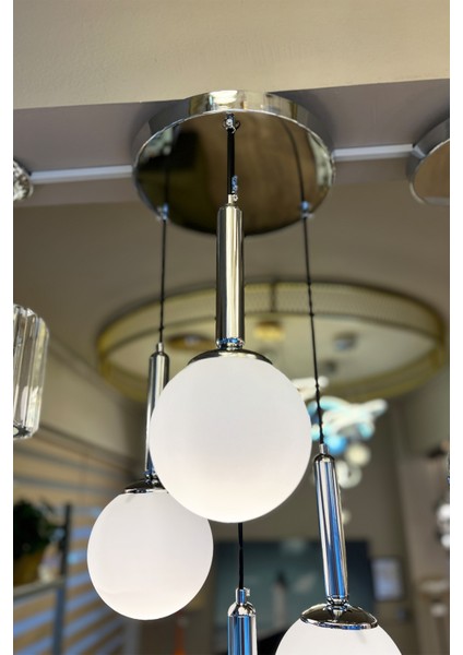 Globe Black & Silver QUAD Plafonyer Beyaz Cam Avize modelleri