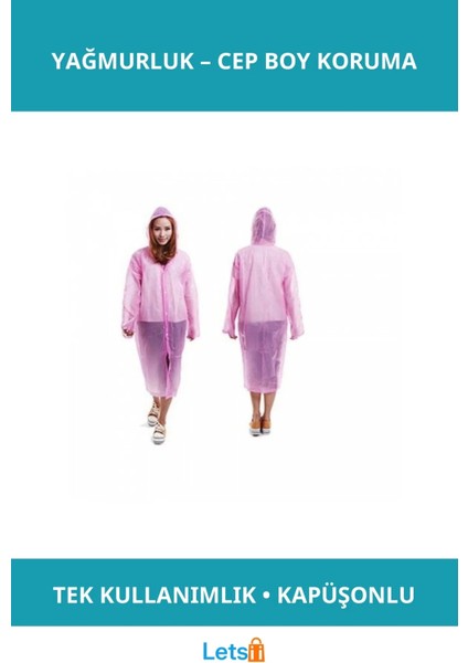 Kapüşonlu Tek Kullanımlık Yağmurluk Rüzgar Geçirmez ve Suya Dayanıklı