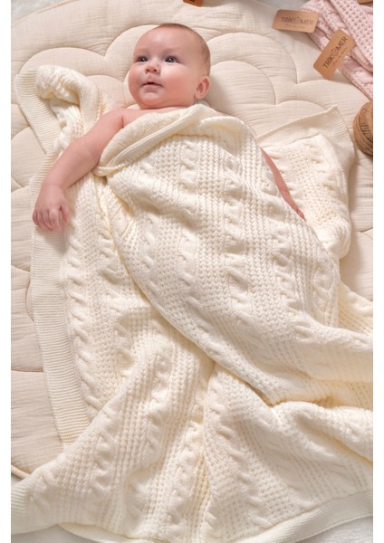 Tüm Içi Kalın Wellsoft Döşemeli Kışlık Triko Örgü (Özel Ambalajlı) Bebek Battaniyesi