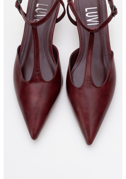 Asher Bordo Cilt Sivri Burun Arkası Açık Kadın Kısa Topuklu Ayakkabı fiyatları