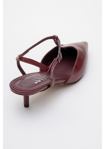 Asher Bordo Cilt Sivri Burun Arkası Açık Kadın Kısa Topuklu Ayakkabı indirimleri