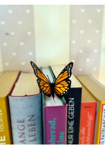 2’li 3D Kelebek Kitap Ayracı Seti – Turuncu & Mavi – Dekoratif Dayanıklı Tasarım | Flexilab Creative