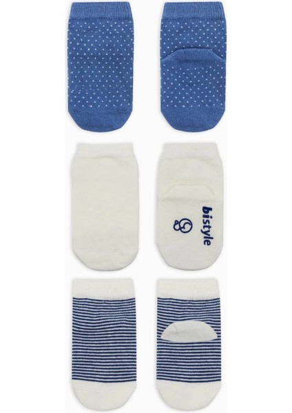Puanlı Kaymaz Penye Soket Çorap 3'lü BS10108 Indigo fiyatları