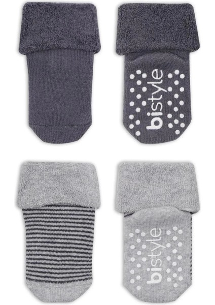 Çemberli Kaymaz Havlu Soket Çorap 2'li Gri-Antrasit fiyatları