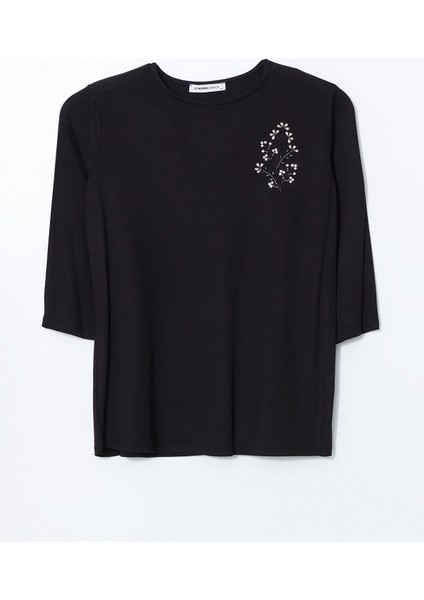 Yeni Sezon Bisiklet Yaka Taşlı Kadın Bluz indirimleri