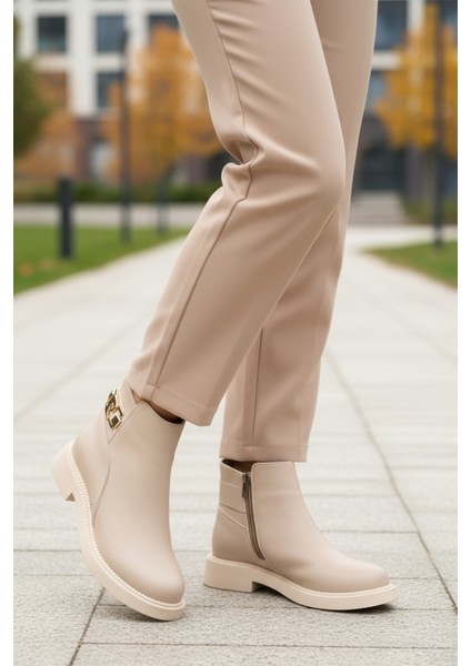 Krem Içi Kürklü Kaymaz Taban Soğuğa Dirençli Kadın Bot PC-55161 Z modelleri