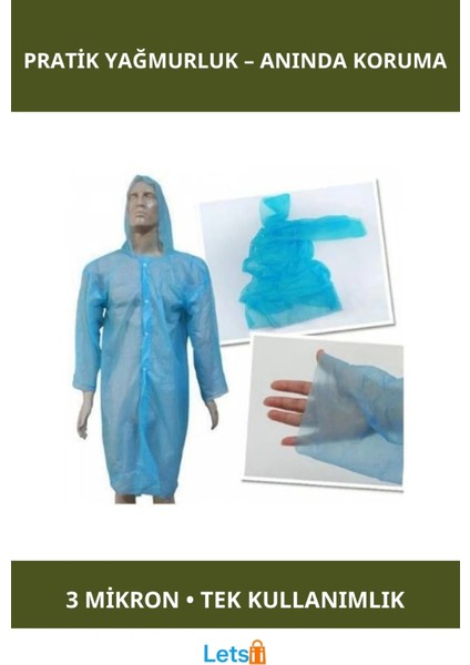 Su Geçirmez Pratik Yağmurluk Tekli 140X150 cm