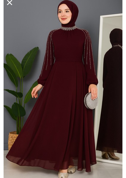 Kolları Işlemeli Tesettür Abiye fiyatları