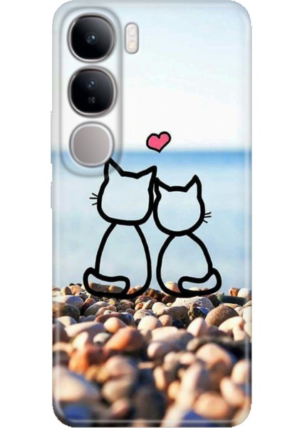 Vivo V40 Lite Kılıf V40 Lite Desenli Tpu Silikon Baskılı Kedilerin Aşkı